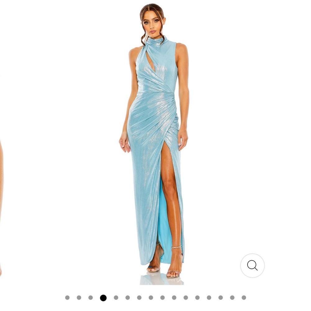 Ieena High-Neck Lamé Gown, Mac duggal